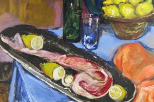 Nature morte aux poissons et citrons