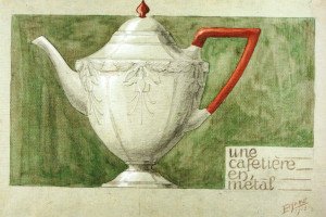 Une cafetière en métal d'Edouard Mahé