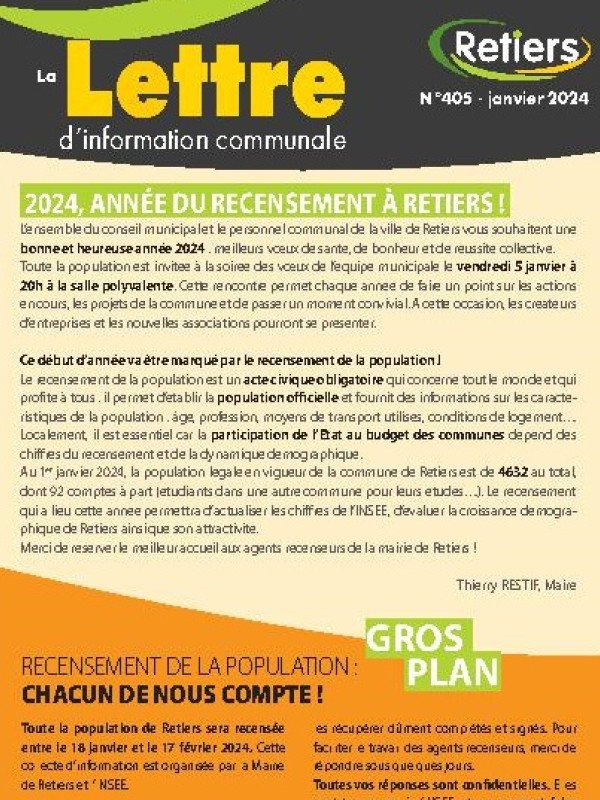 Lettre 405 - Janvier 2024