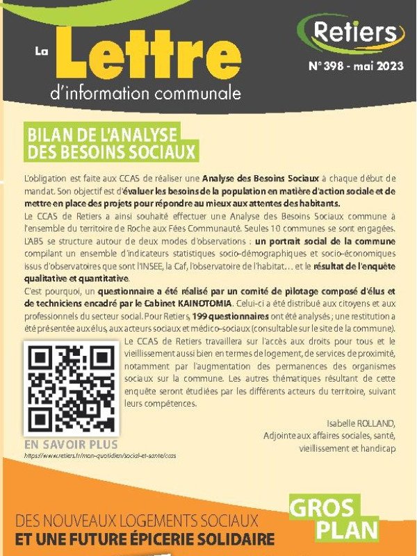 Lettre de Retiers du mois de mai 2023