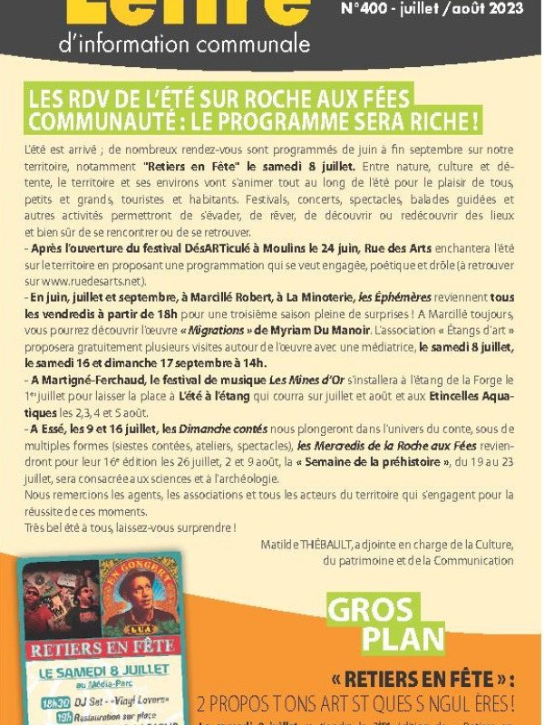 Lettre de Juillet - Août 2023