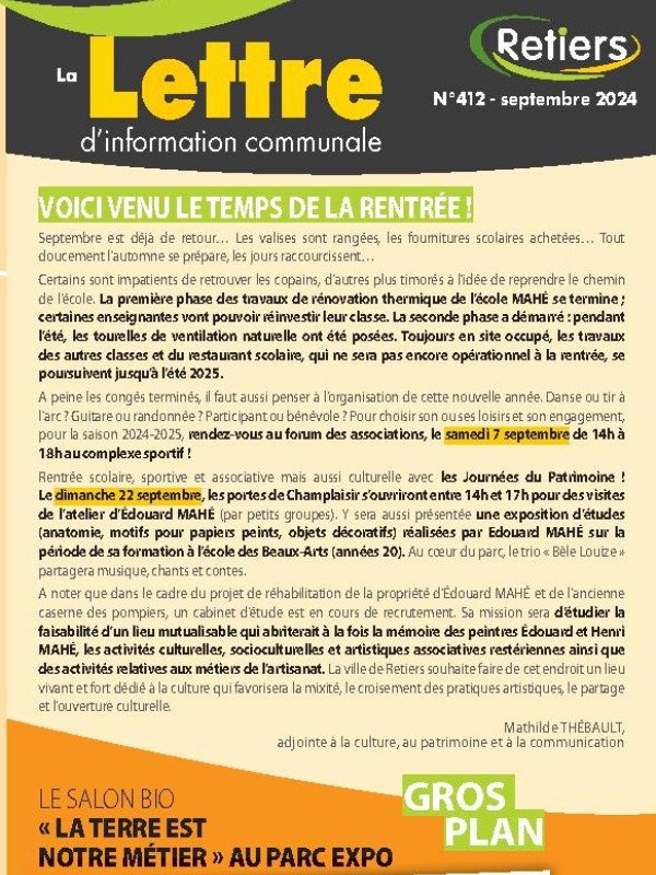 Lettre de Retiers septembre